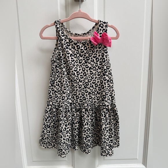 The Children's Place 3T Girls Black and Cream/Beige Leopard Sleeveless Dress - Picture 1 of 5